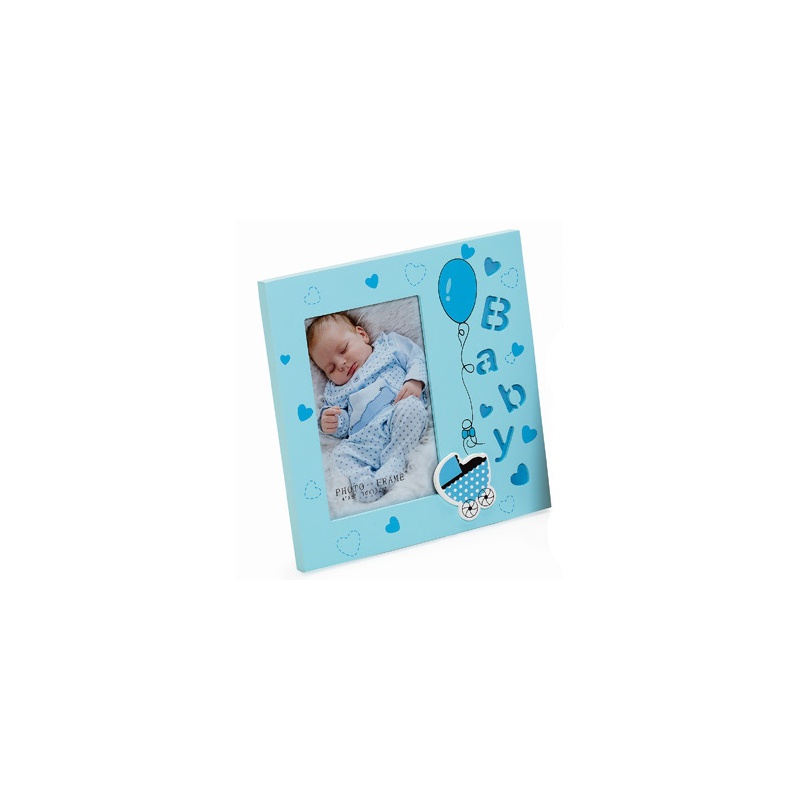 Dětský dřevěný fotorámeček 10x15 modrý