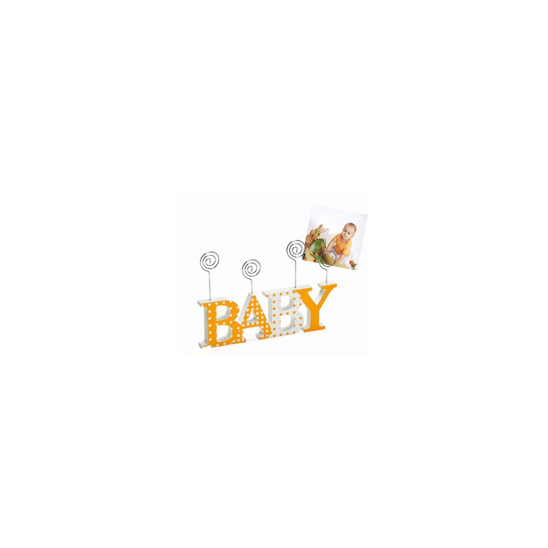 Dětský dřevěný fotorámeček-fotoclip BABY oranžový