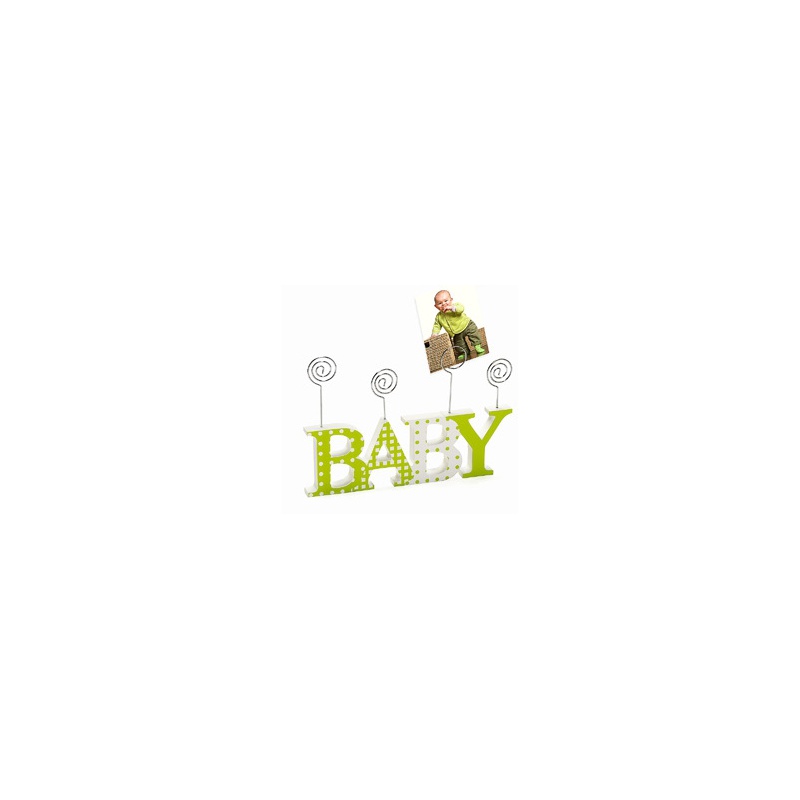 Dětský dřevěný fotorámeček-fotoclip BABY zelený