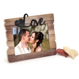 Svatební dřevěný fotorámeček s aplikací FOREVER LOVE 18x13cm