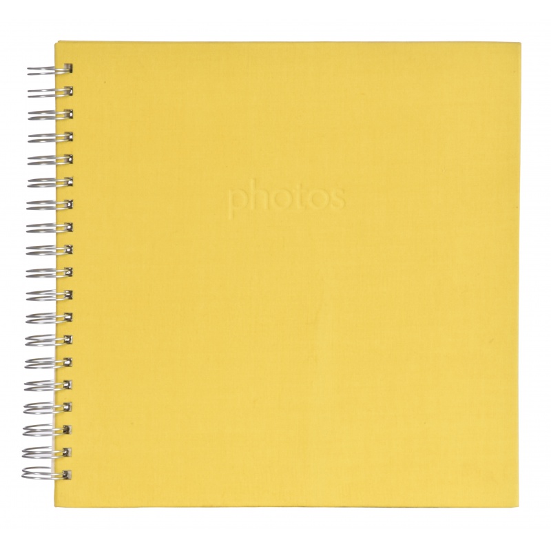 Spirálové fotoalbum LINEN Scrapbook 25x25/50 žluté