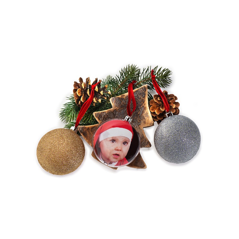 Vánoční ozdoba ve tvaru koule průměru 8,7cm zlatá
