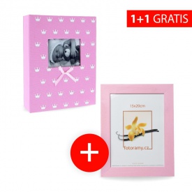 Akce 1+1 Fotoalbum 10x15/200 MIRACLE růžové + Dřevěný rámeček DRC11K 15x20 C7 růžový navíc