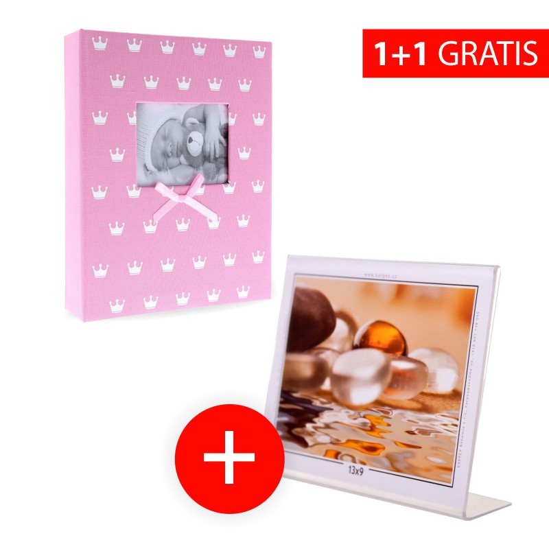 Akce 1+1: Dětské fotoalbum 10x15/304 MIRACLE růžové + Akrylový rámeček 13x9cm šířka navíc